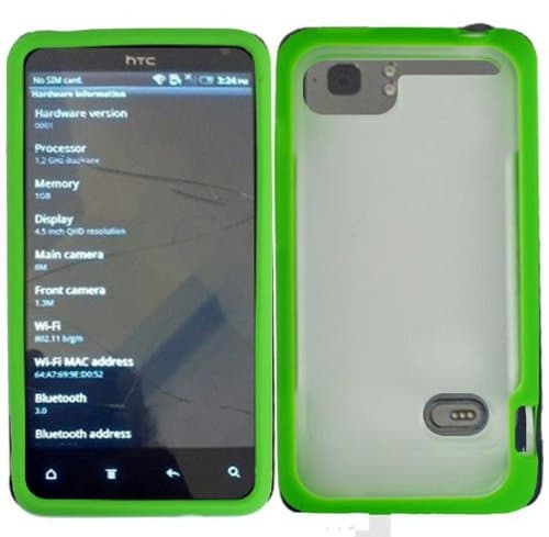 HTC Holiday Hybrid Hard & TPU Skin Quality Protector Cover - Clear & Neon Green