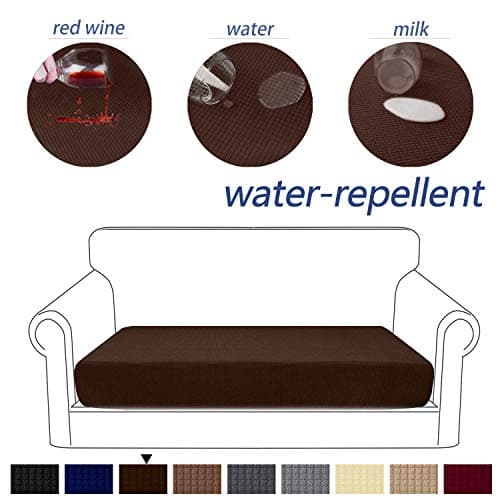 Granbest Premium Water-Repellent Couch Seat Cushion Cover, High Stretch Jacquard Fabric Sofa Seat Slipcover Protectors (Chocolate, Sofa Cushion)