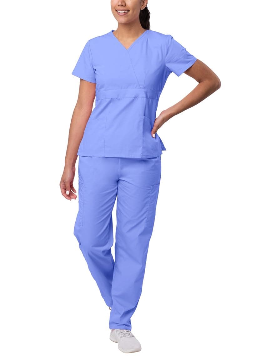Scrubs for Women - Mock Wrap & Cargo Pants Scrub Set