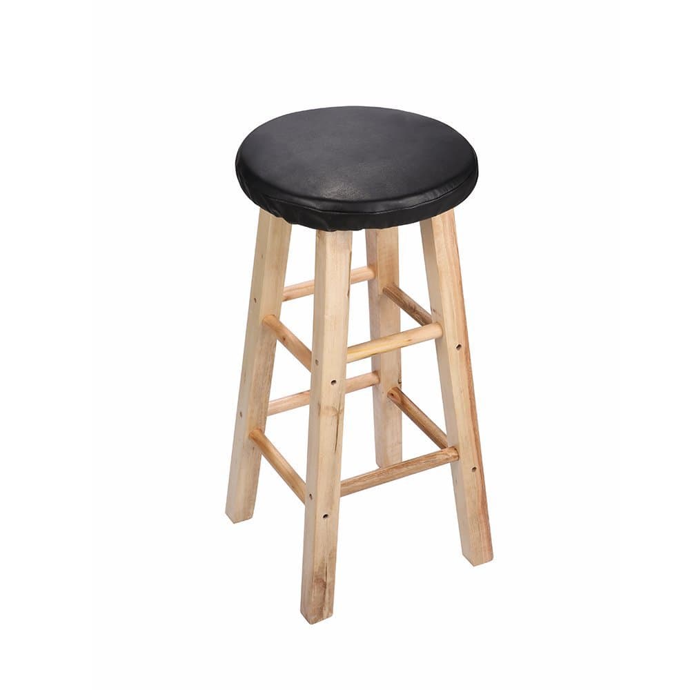12" Black Vinyl Leather Round Bar Stool Cushion, Waterproof & Anti Slip Stool Cushion for Wooden/Metal Stools