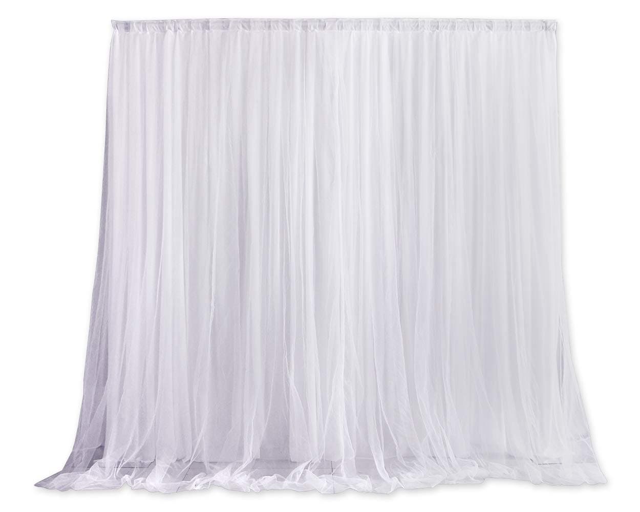 SCSpecial 6.5ft x 6.5ft Tulle Photography Backdrop Curtains - White Wedding Party Backdrops Photo Background Decoration for Studio/Birthday/Baby Shower/Christmas/Prom