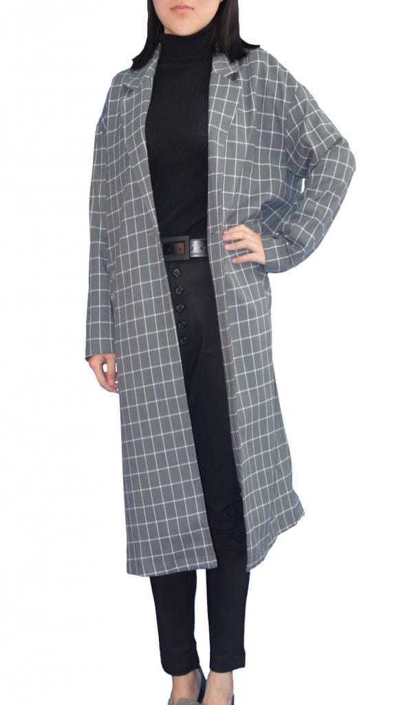 Women's Checked Long Cocoon Overcoat,clearance Sale,the Last Chance!ship From Us
