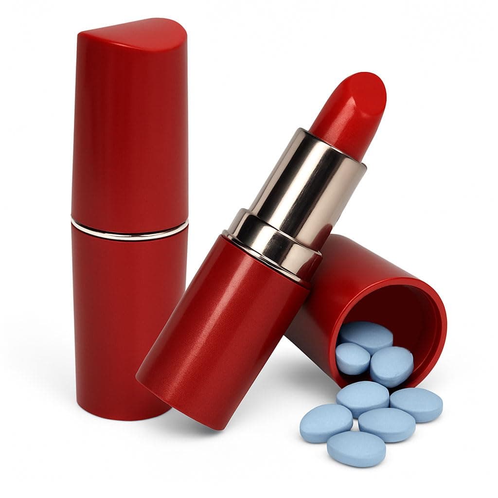 Fake Lipstick Diversion Safe - Secret Stash Compartment | Hide Pills, Money, Jewelry | Keep Valuables Safe in Plain Sight Storage Rave Festival Hiding Container Disguise Women Store Medication Drugs
