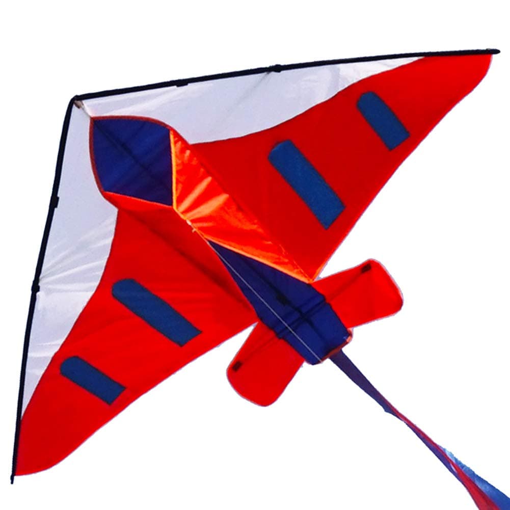60inch Colorful Plane Kite Single Line Easy to Fly Aircraft Nylon Kite for Kids & Adults
