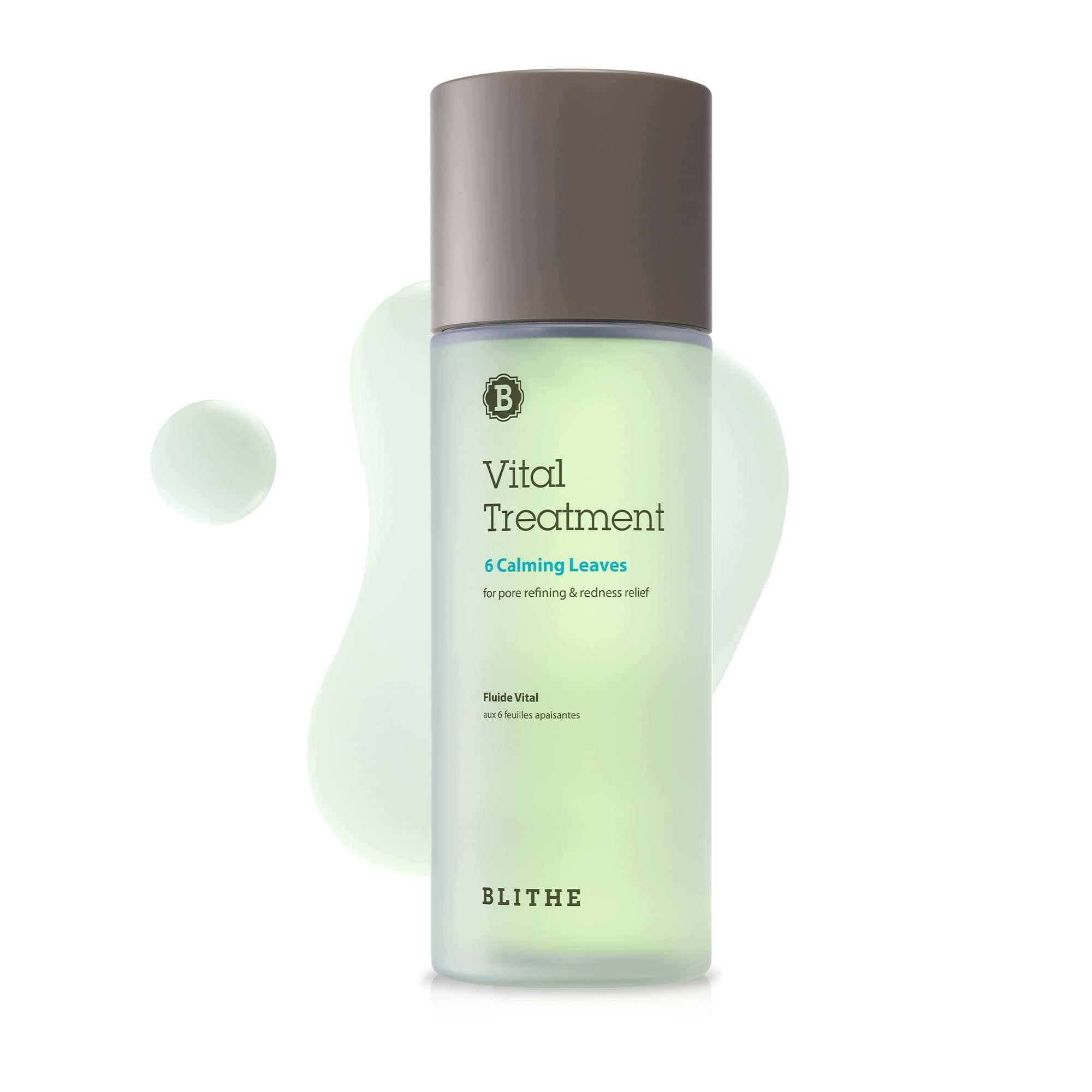 BLITHEKorean Skin Care 6 Sheets Clear Essence to Relieve Rosacea & Redness - Cooling Moisturising Cream with BHA Toner for Face, Blackheads & Acne, Wintergreen Green Tea, 150 ml