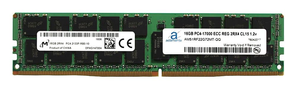 Micron 16GB (1x16GB) Server Memory Upgrade for Quanta Computer QCT QuantaGrid D51B-1U DDR4 2133 PC4-17000 ECC Registered 2Rx4 CL15 1.2v RAM SDRAM Adamanta