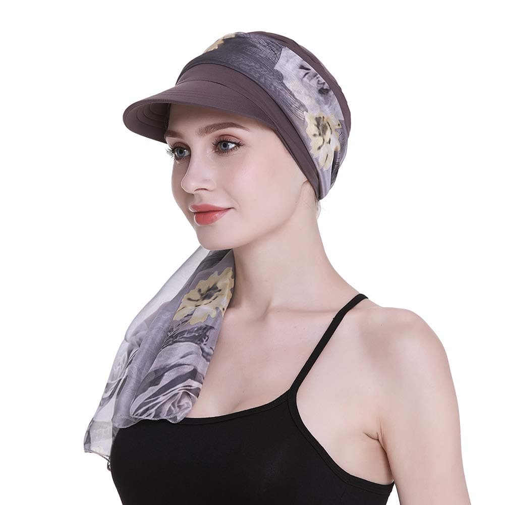 FocusCareNewsboy Cap for Women Chemo Headwear with Scarfs Hair Loss Available All Year