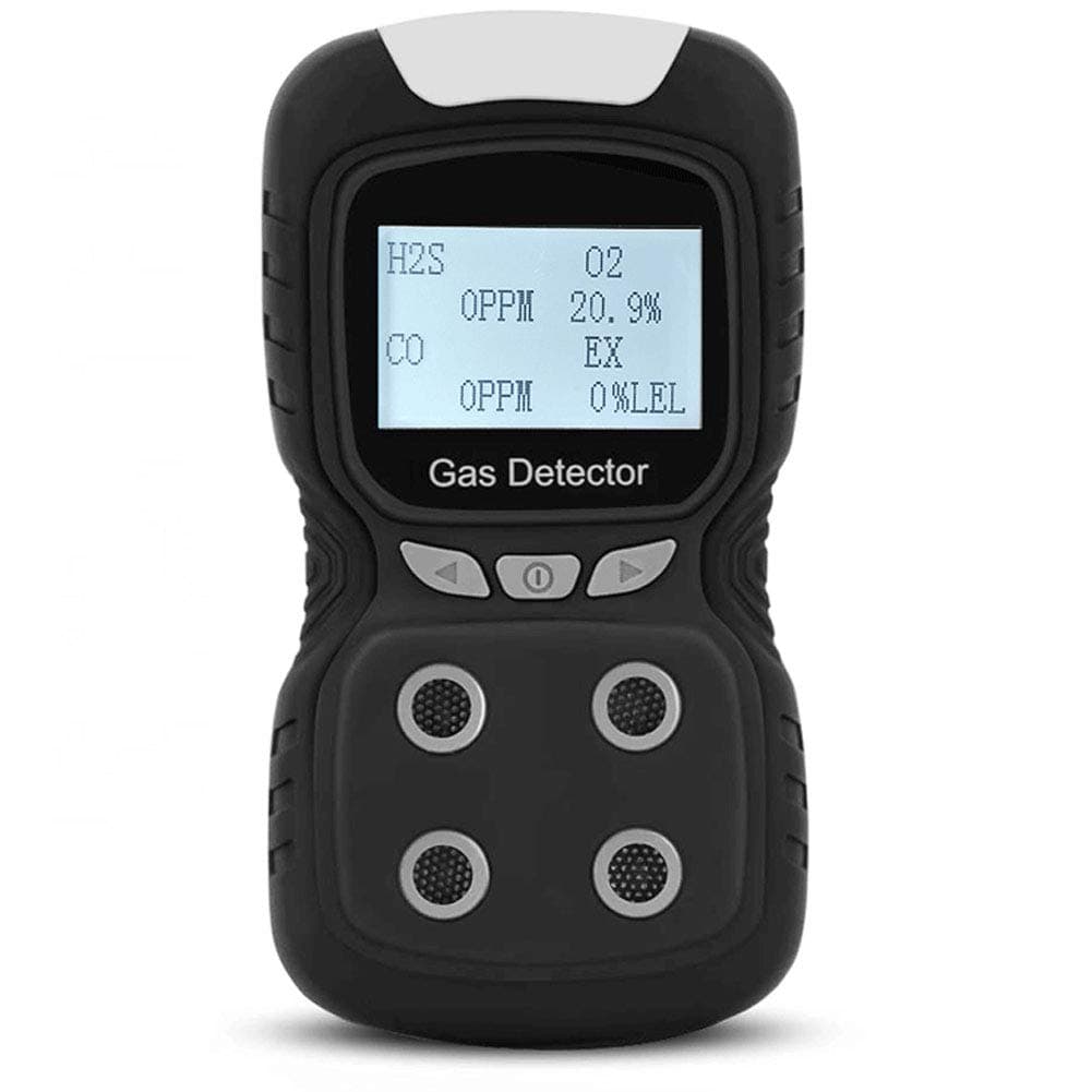 Portable Gas Detector Gas Clip 4 Gas Monitor Meter Tester Analyzer Rechargeable LCD Display Sound Light Shock Air Quality Tester – 2 Years Sensor Life