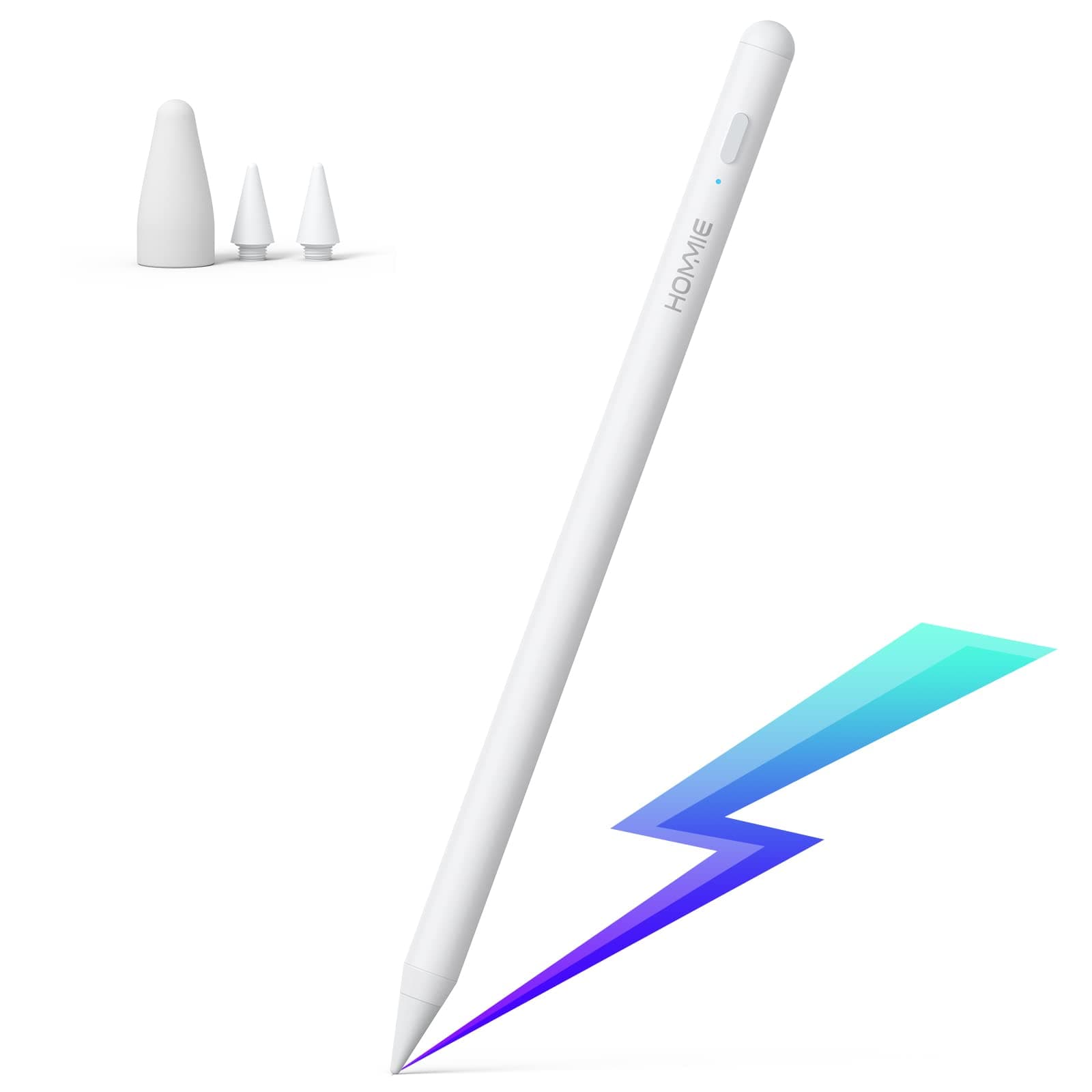 Hommie Stylus Pen for Apple iPad 2018-2020, with Palm Rejection, Capacitive Rechargeable apple pencil, 1.0mm Ultra Fine POM Tips, Compatible with Apple iPad/iPhones/Tablets [Suitable for IOS]