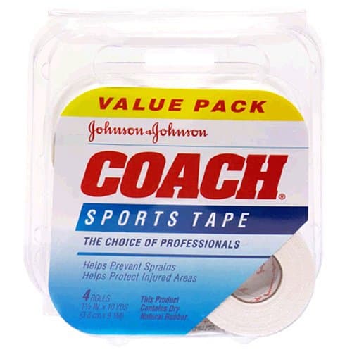 Johnson & Johnson Coach Sports Tape (1.5-Inch x 10-Yard Rolls), 4-Count Rolls (Pack of 2)