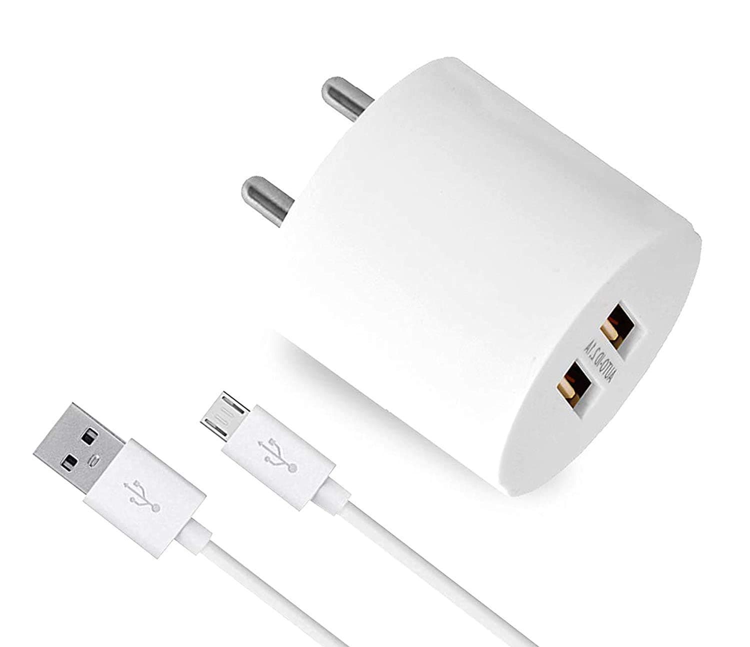 ShopReals Ultra Fast Charger for HTC Desire 650 Charger Original Adapter Like Wall Charger | Mobile Charger | Qualcomm QC 3.0 Quick Charge Adaptive Fast Charging, Rapid, Dash, VOOC, AFC Charger With 1 Meter Micro USB Data Cable (3.0 Amp, Dual, White)
