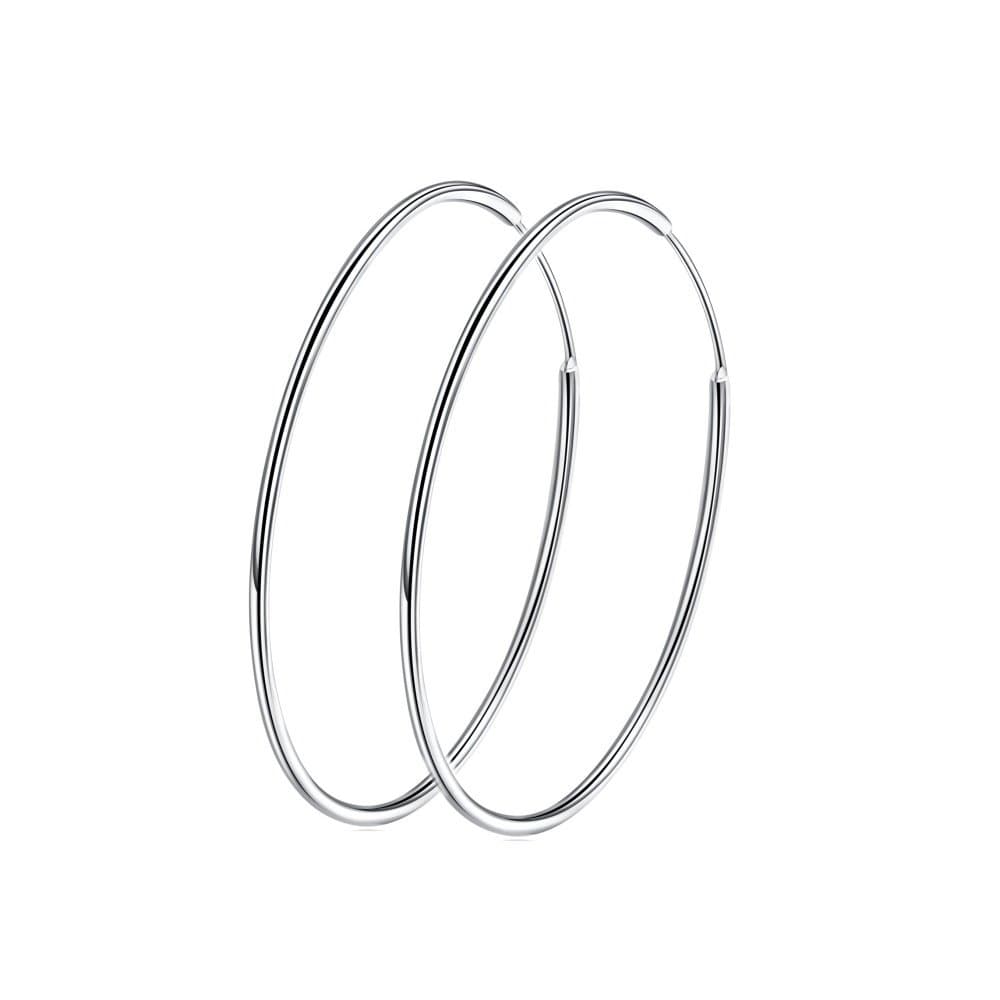 Chic 925 Sterling Silver Big Hoop Earrings Minimalist Round Circle Endless Large Huggie Hoops Statement Earrings 50/60/70/90mm Hypoallergenic Fashion Jewelry Gifts for Women Girls