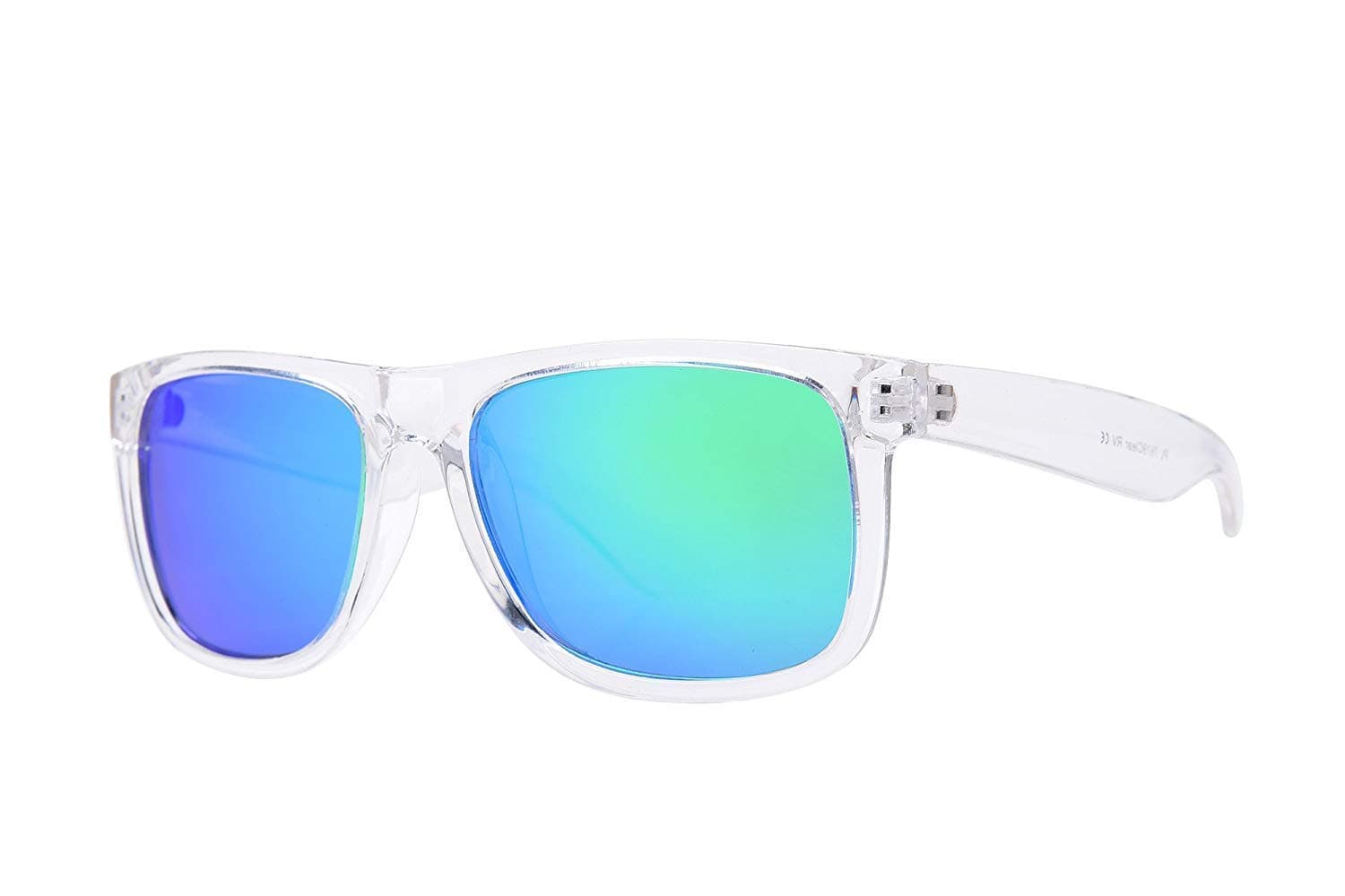 Clear Frame Polarized Square Sunglasses Women Men - UV Protection Color Mirror Lens- Retro Sports Beach