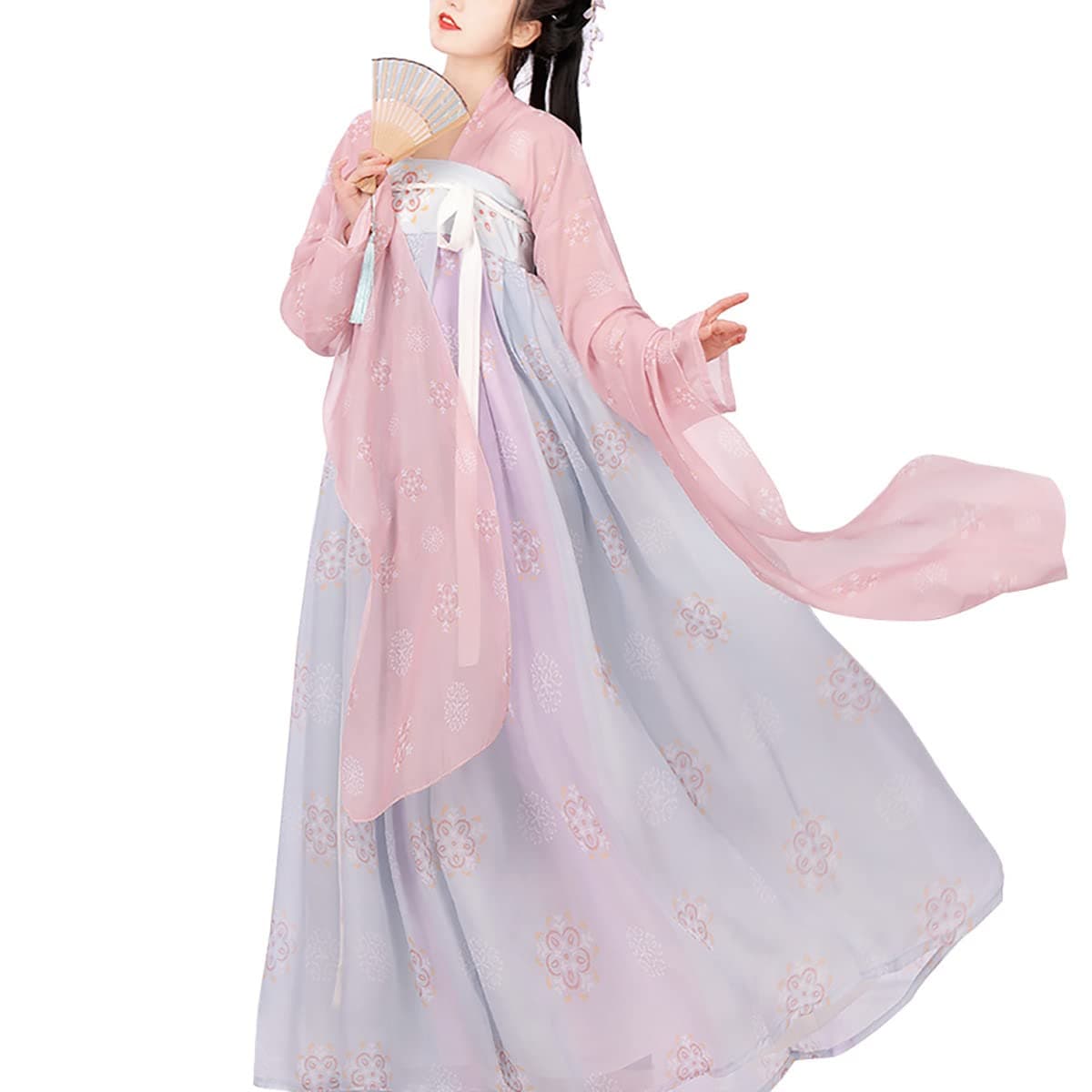 Women's Chinese Hanfu Qixiong Ruqun Sheer Top Tube Dress Outfit Tang Dynasty Traditional Costume