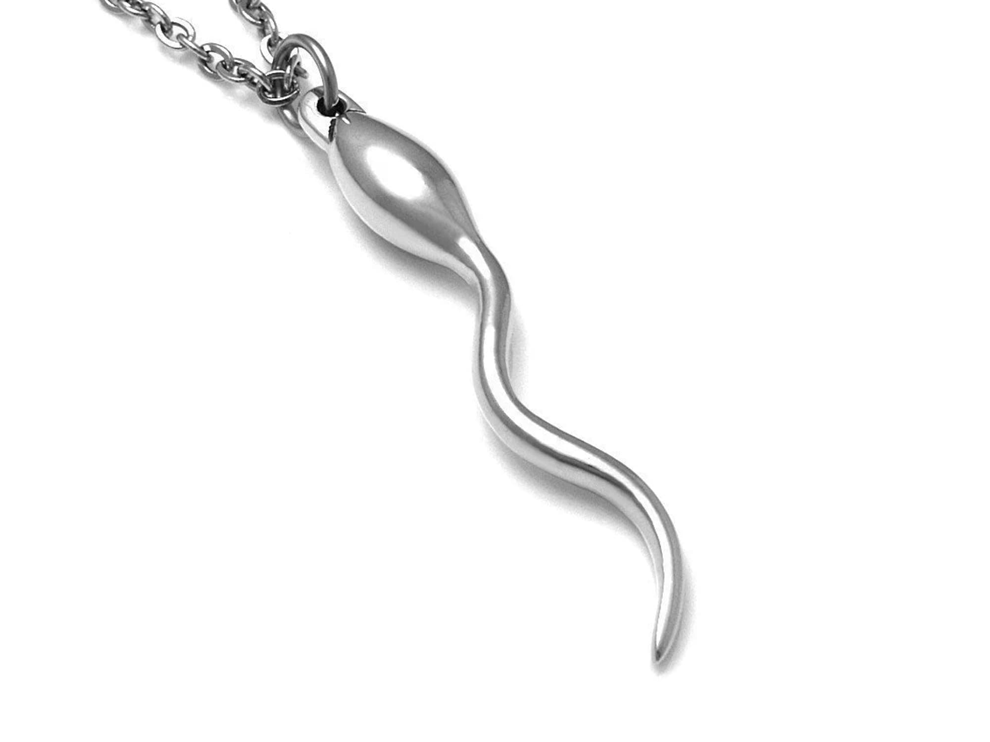 Sperm Pendant Necklace, Anatomical Male Fertility Jewelry