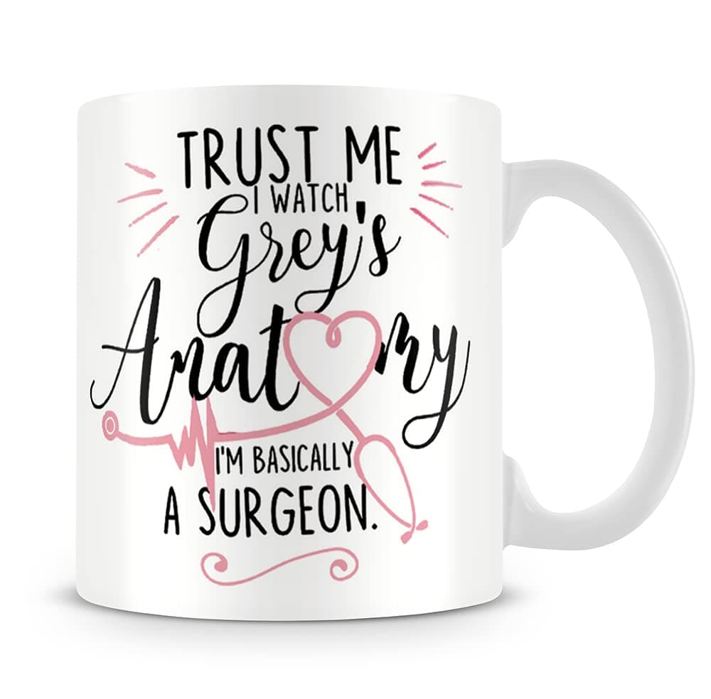 Giftme Trust Me I Watch I'm Basically A Surgeon Birthday Secret Santa Coffee Tea Mug Unique 11oz White Ceramic Mug.