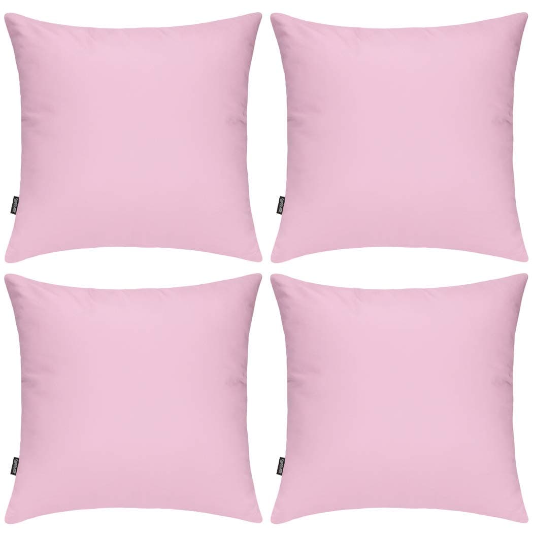 4 Pack Decorative 100% Cotton Pillow Covers 16x16 Inch Square Cushion Cover Solid Throw Pillowcase for Home Bed Sofa (Pink, 4 Pack-16" x 16"/40x40cm)