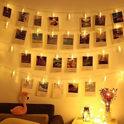 AbeyongD 40 LED Photo Clips String Lights,18ft USB Powered , Fairy String Lights for Hanging Photos Pictures Cards and Memos, Ideal gift for Bedroom Decoration (Warm White)