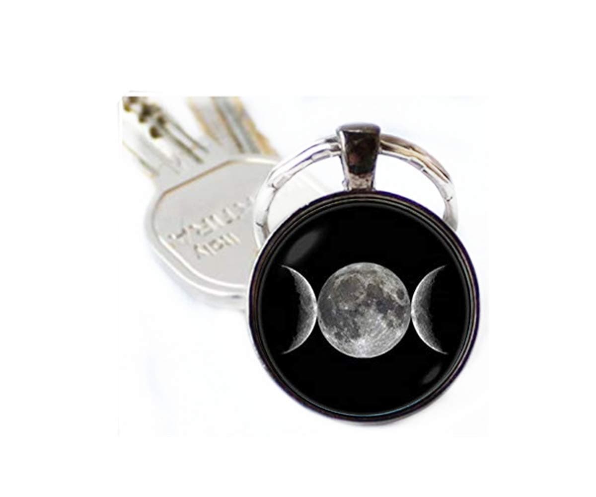 we are Forever familyTriple Moon Goddess Keychain，Wiccan gifts Spiritual jewellery ，Pagan jewelry， Moon phase pendant ，Witchcraft Key ring ，Magic Gift