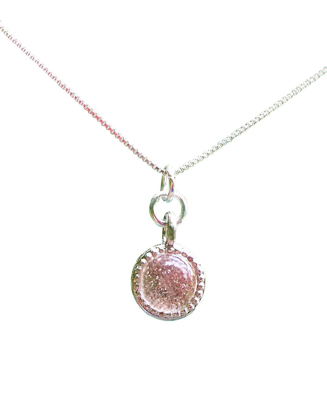 Recycled Antique Pink Depression Glass Color Dot Necklace