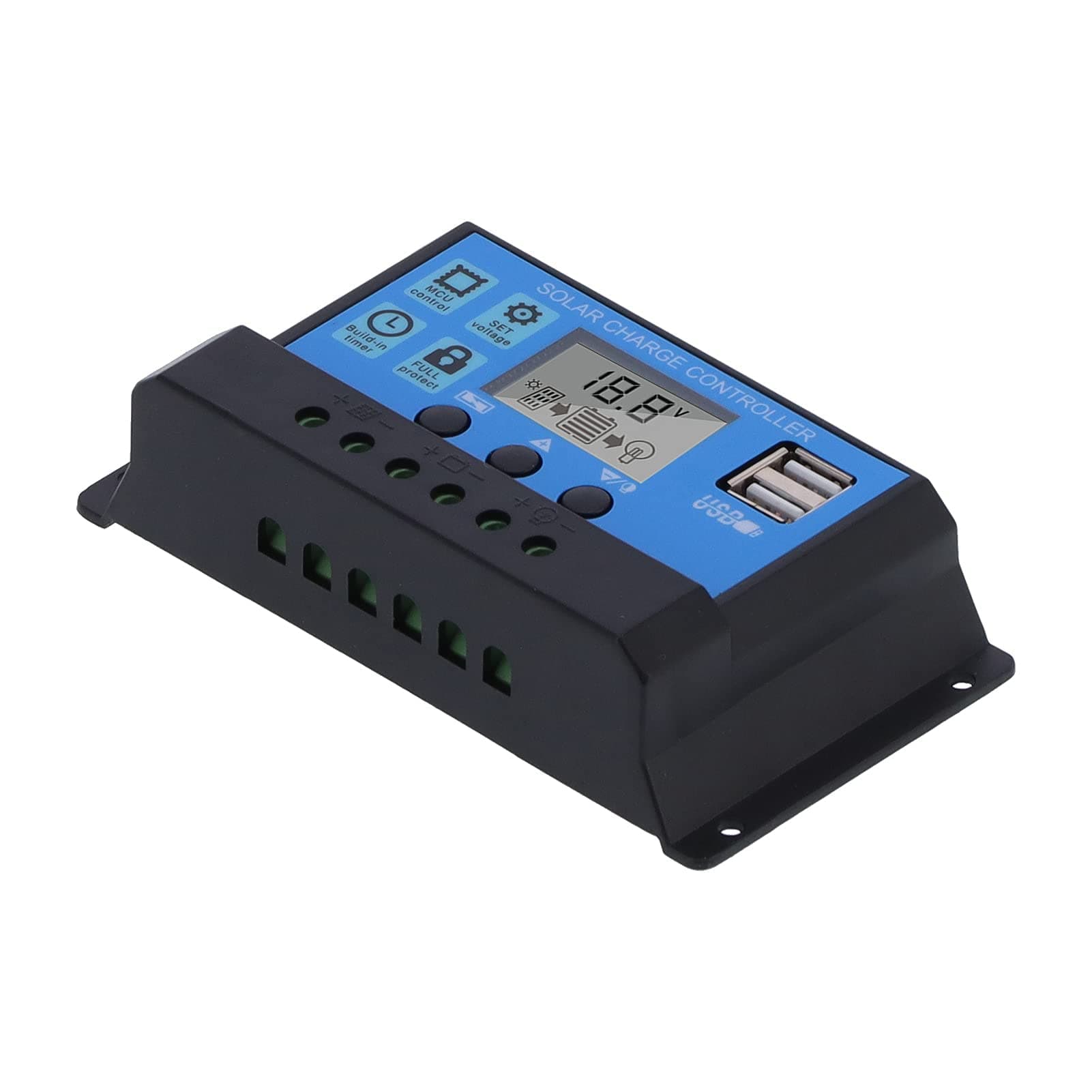 Solar Charge Controller, 20A 12V 24V 2?Way MOS Solar Charge Controller PWM 3 Stage Battery Regulator Solar Panel Controller