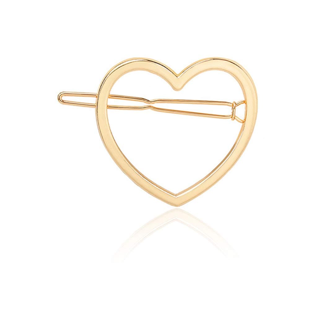 Yeptop Minimalist Love Heart Shape Hair Clips Women Hollow Metal Alloy Hairpin Clamps Metallic Polished Glitter Barrettes Bobby Pin Ponytail Holder
