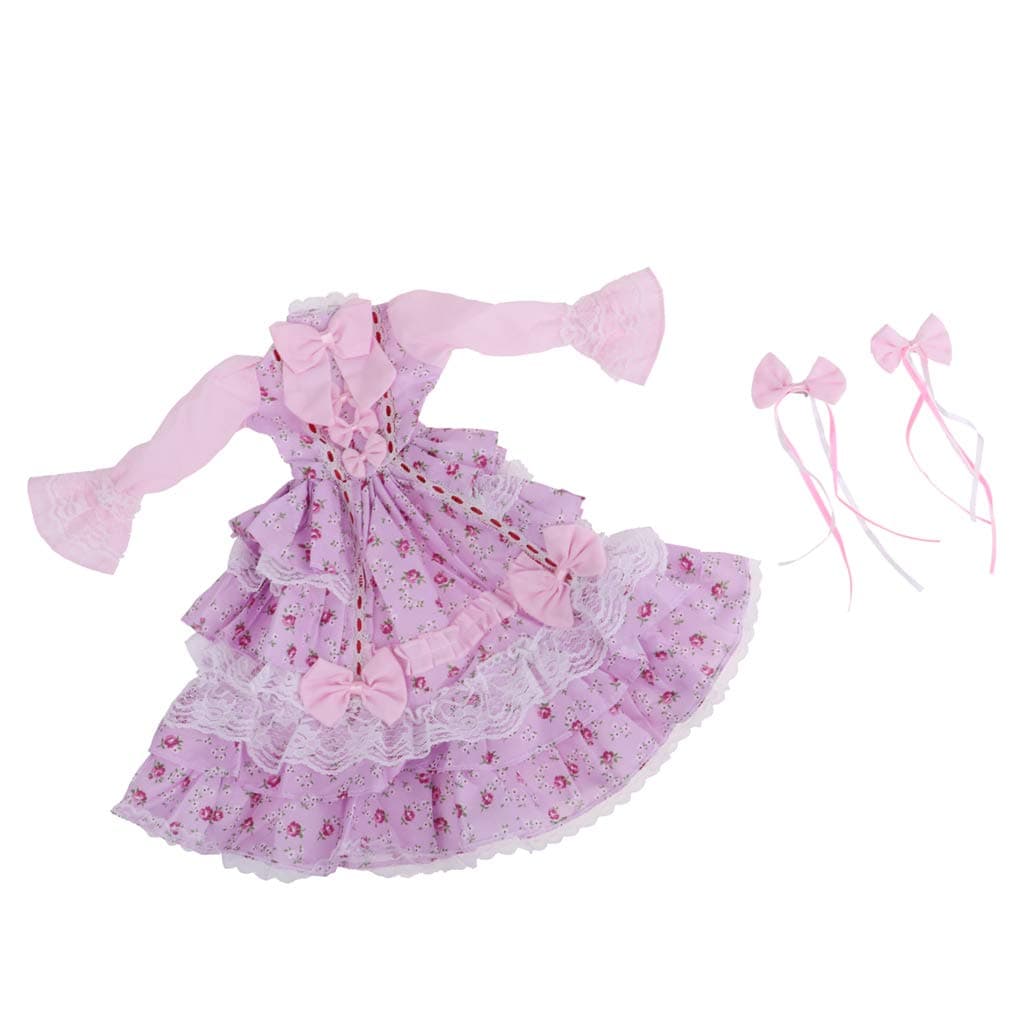 Sharplace Pink Ball Gown Dress With Hair Clip For 1/3 BJD Night Lolita Dolls Clothes