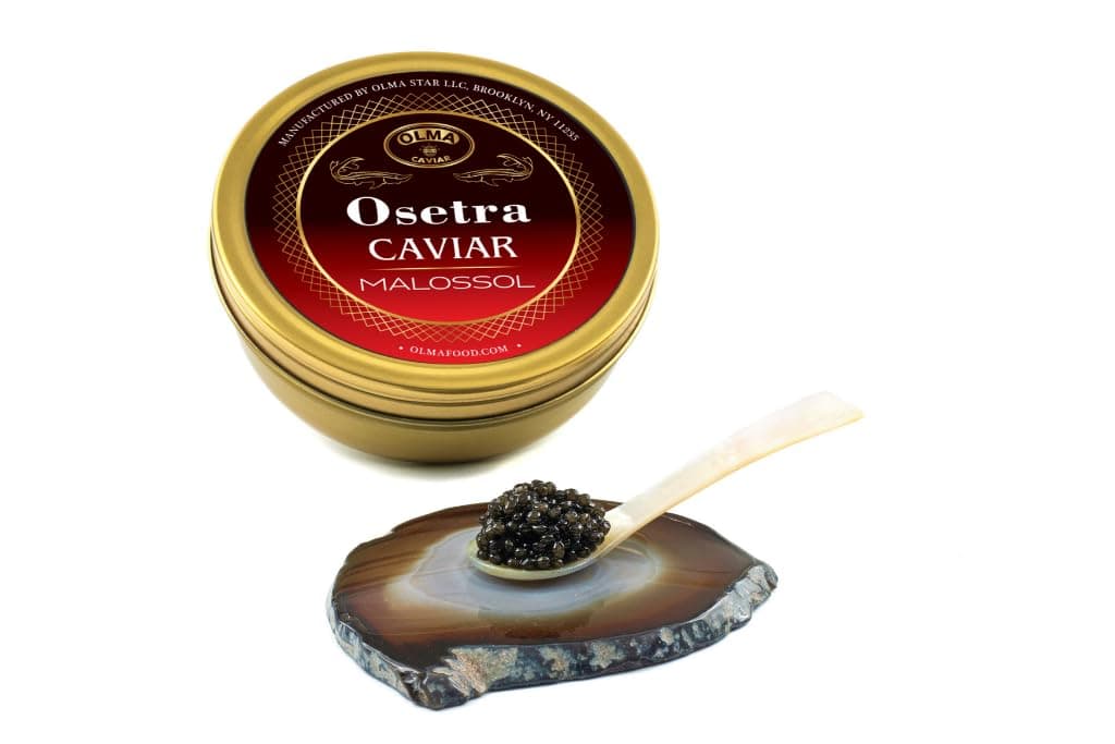 OVERNIGHT SHIPPING- OLMA Osetra Sturgeon Black Caviar - Smooth Flavor, Superior Grade - 8.8 oz / 250 g