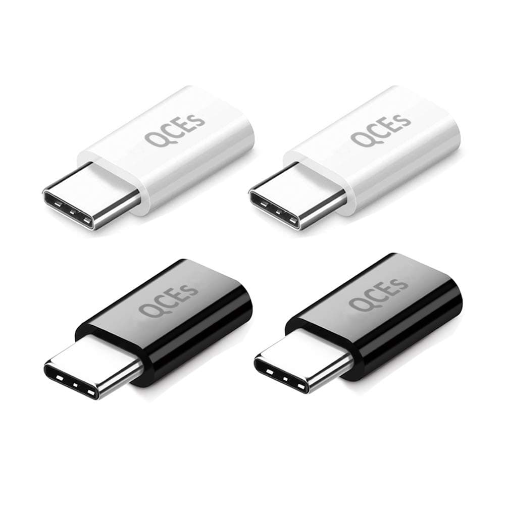 QCEs Micro USB to USB C Adapter 4Pack, Micro USB Female to USB-C Male OTG Adapter Fast Charging Compatible with iPhone 15 Pro Plus, Samsung Galaxy, Type-C Phones, Tablets