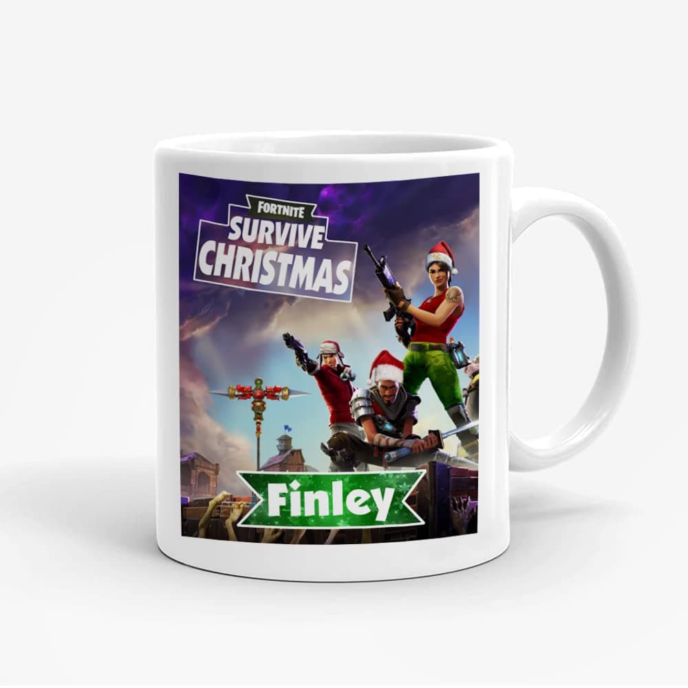 Misaavi Personalised Funny Fortnite Survive Christmas Any Name Morning Glory Mug X-Mas Mug Gift for Anyone Secret Santa 11oz Coffee/Tea Mug.
