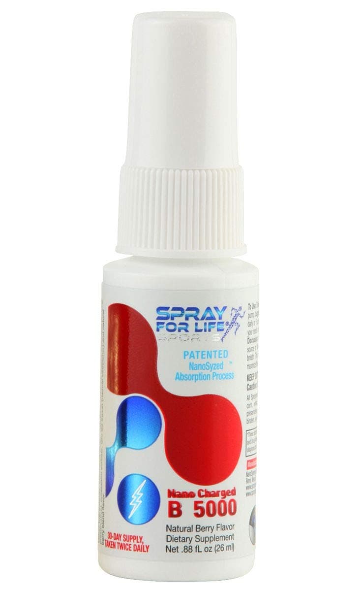 Spray for Life® Sports B12-5000 Nano Charged 5000 mcg with Nanotechnology 1oz – 99% Pharmaceutical Grade B12, NOT 1%, Like Many Others - 30X Absorption Compared to Pills - Berry - 30 Day Supply