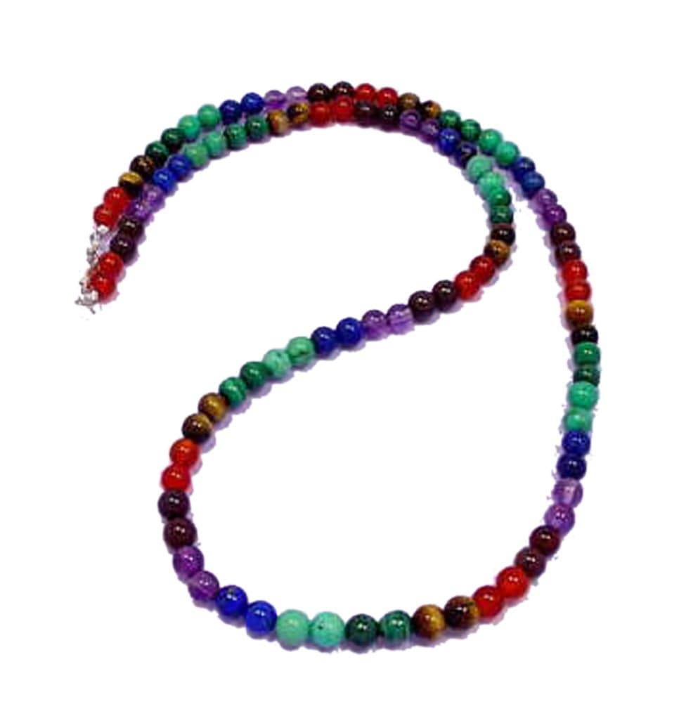 24 inch Chakra Beaded Gemstone Necklace Polished 6mm Beads