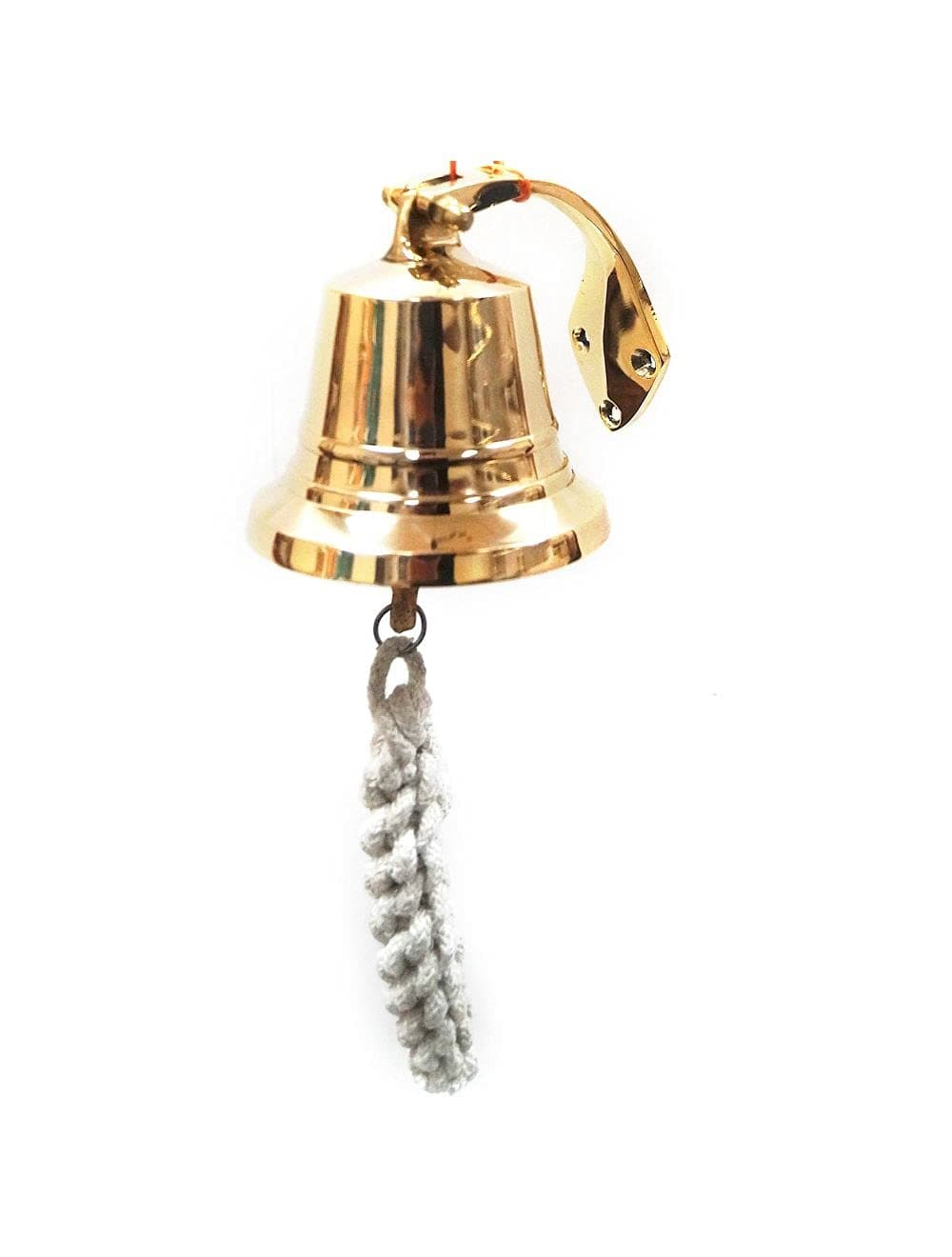 5" Wall Hanging Ship Bell with Rope Polished Brass Dinner Bell Gold Tip Bell Indoor/Outdoor Nautical Decoration Bells Ship Boat Maritime Decor