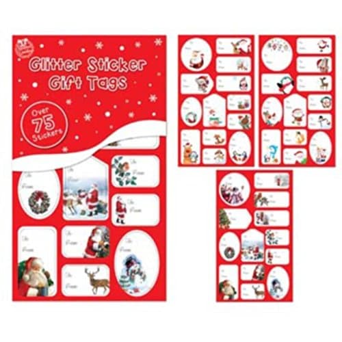 100 Red and Green Foil Sticker Christmas Gift Tags Labels
