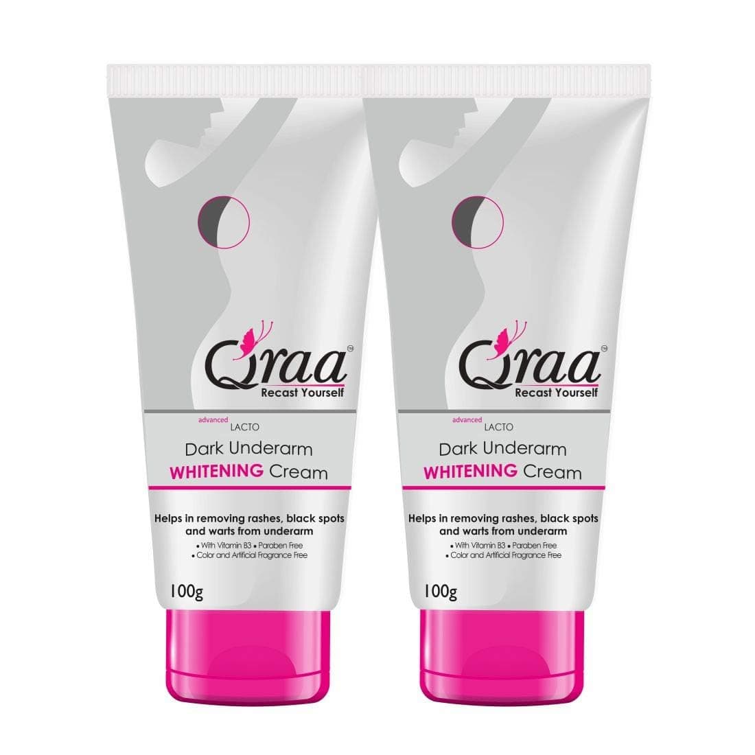 2 x Qraa Advanced Lacto Dark Underarm Whitening Cream - 100g