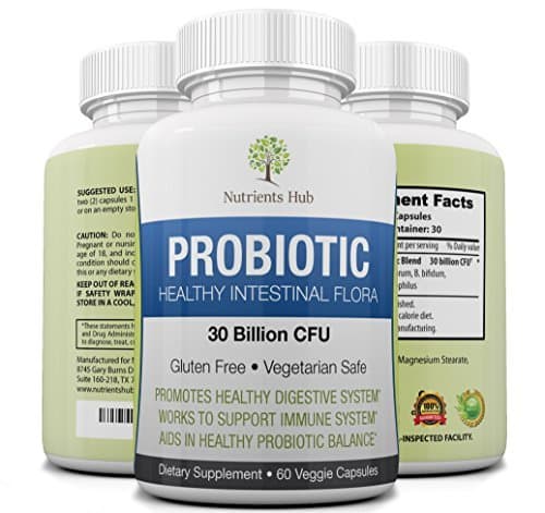 Nutrients Hub Probiotics Best Digestive Supplement for Men Women Kids | All Natural, Organic â Gluten Free Vegetarian Safe Non-GMO Vegan Floraâ Helps Weight Loss, Avoid Gas, Diarrhea, Constipation
