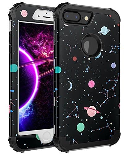 FOOXII Case for iPhone 7 Plus,Case for iPhone 8 Plus[Heavy Duty Shockproof] Silicone + PC Three Layer Hybrid Case High Impact Resistant Protective Cover,Space Black