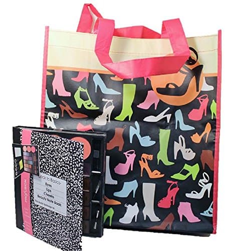 Dorm Cosmetic and Tote Bag Set - Makeup Composition Book, High Heels Bag