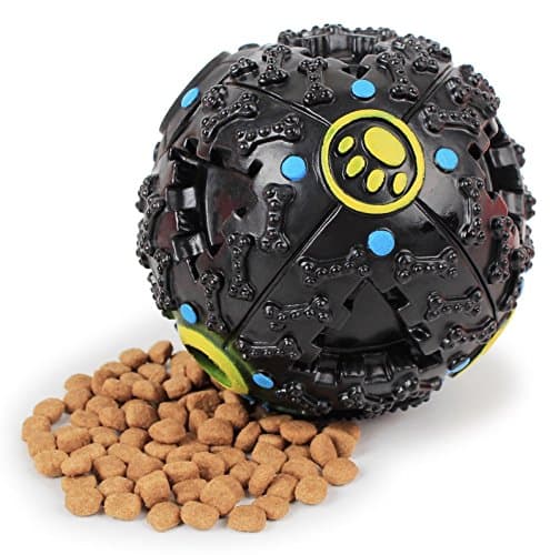 Petsee Dog Treat Interactive Giggle Ball Dog Toy Fun and Thinking (black 3.75"/9cm)