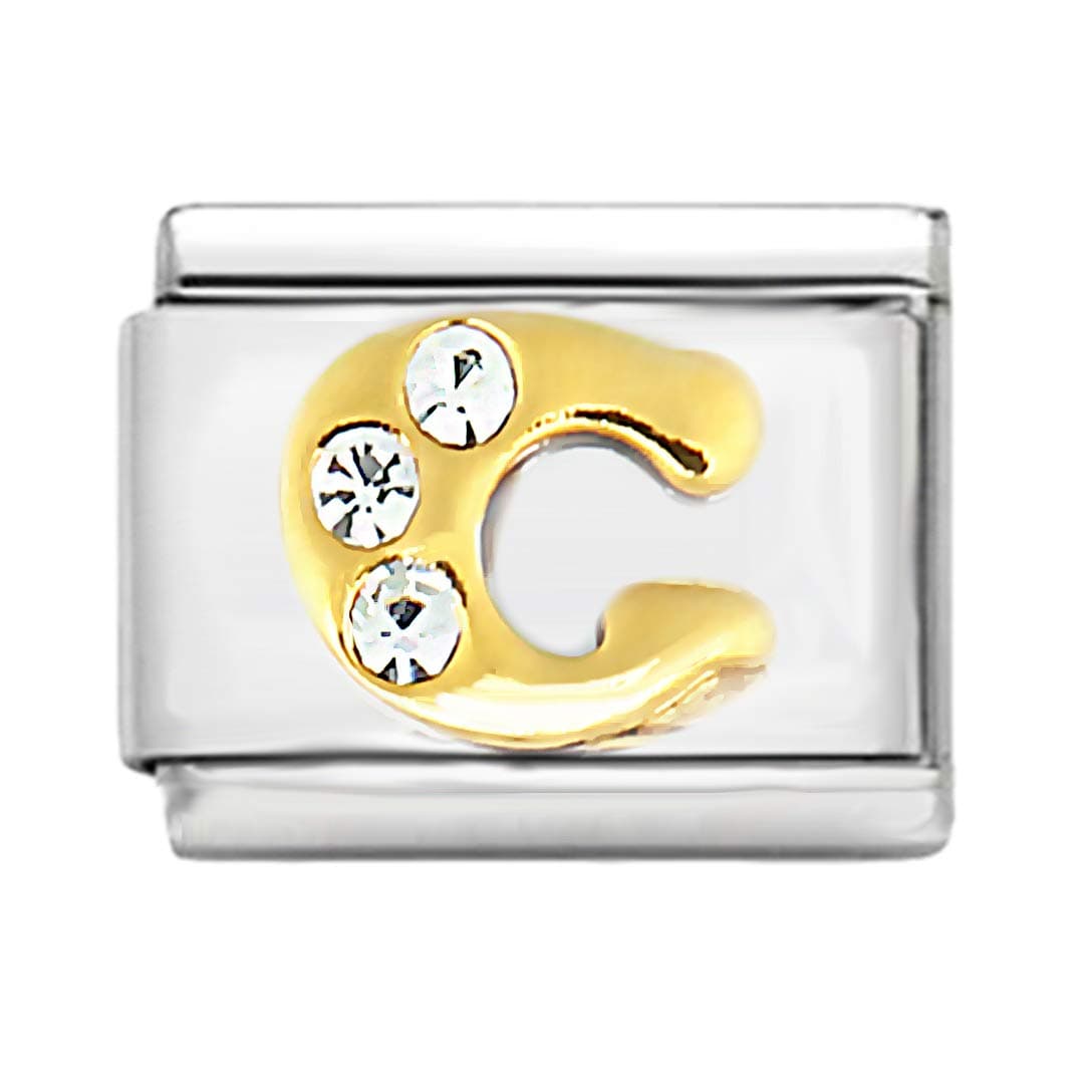 AKKi Charm All Letter Alphabet for Bracelet, Silver Stainless Steel Jewellery Italy Links Cult Models Links