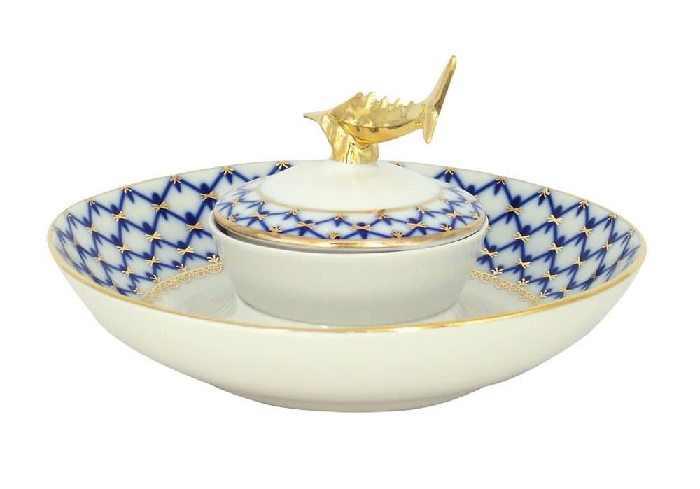 Lomonosov Imperial Porcelain Cobalt Net Tableware Teaware Collection (Beluga Caviar Dish)