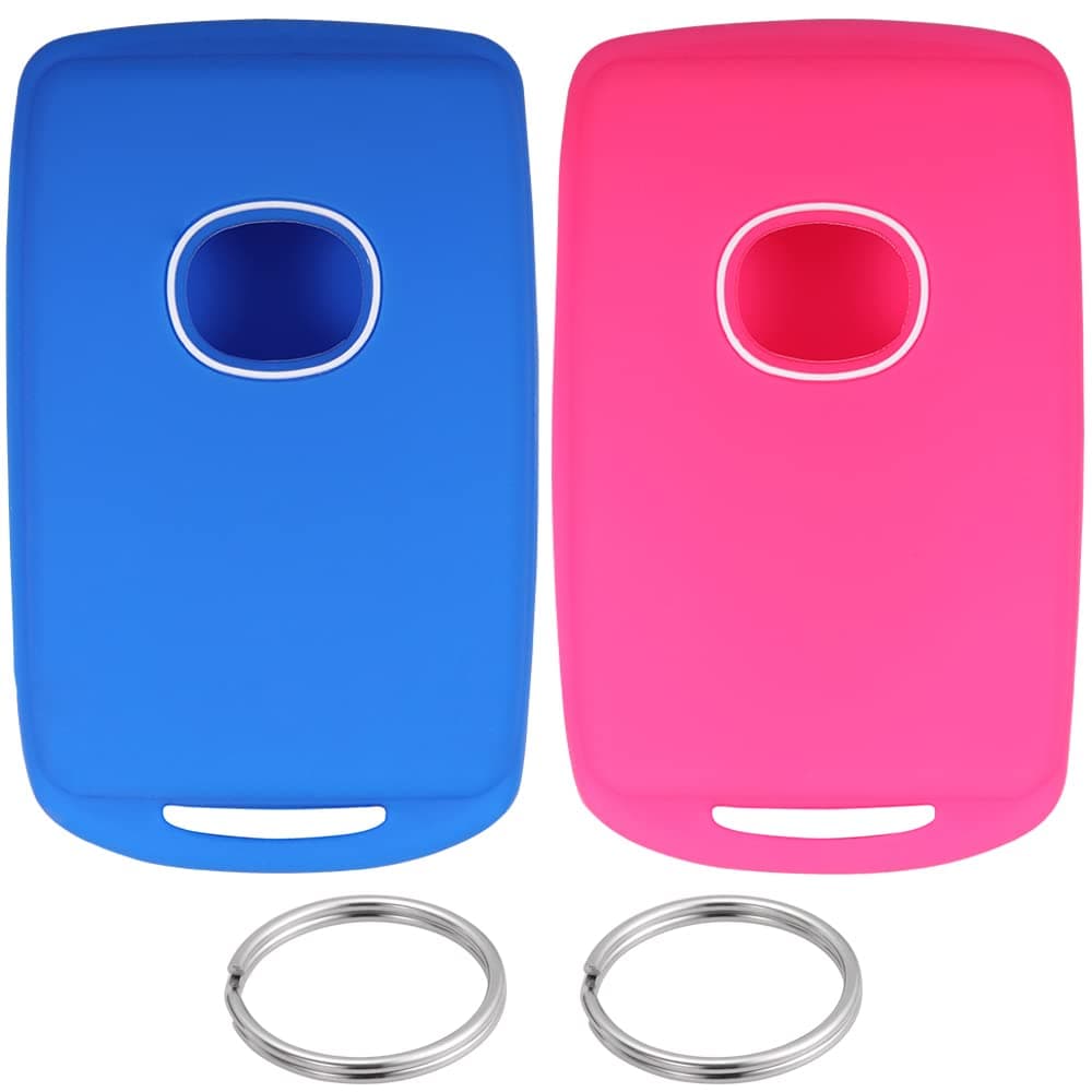 Lcyam Remote Key Fob Covers Durable Silicone Case Fits for 3 4 Button Keys on Side 2019 2020 2021 Mazda 3 CX-30 CX-5 CX-9 Mazda 6 (Blue Rose)