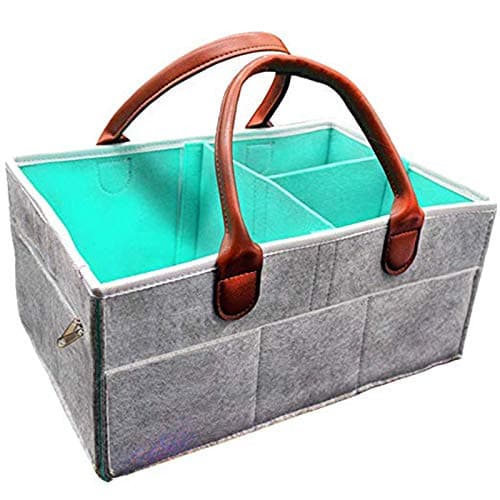 DOiD Baby Diaper Caddy Organizer Portable Holder Bag, Large Protable Felt Nappy Caddy, Car Travel & Nursery Organizer, Diaper Organizer Caddy for Pack and Play, blue, medium