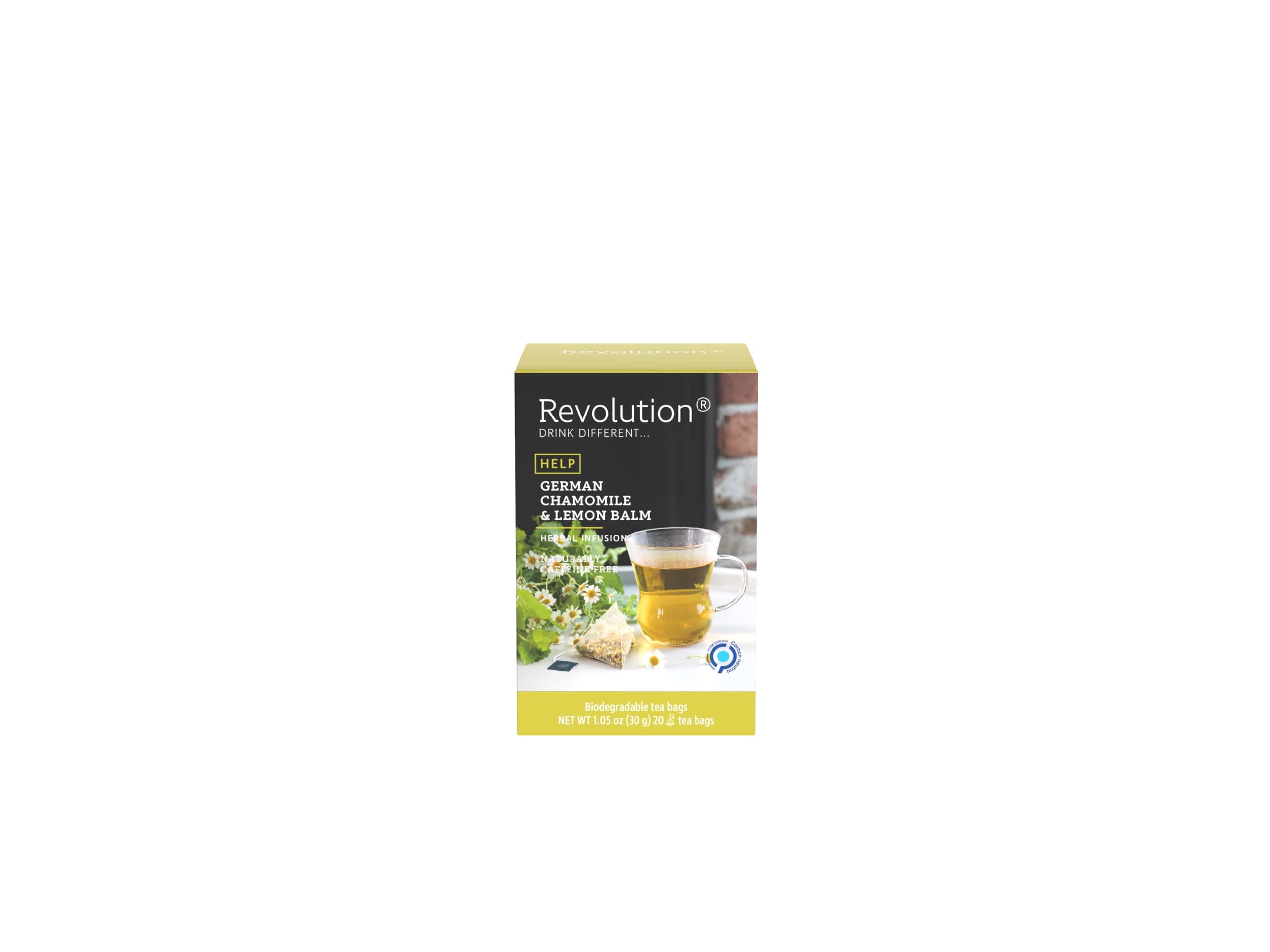 REVOLUTION TEA® German Organic Golden Chamomile Tea Bags Herbal Tea Bags [THE ORIGINAL] - HELP German Chamomile & Lemon Balm Herbal Tea - Premium Chamomile Tea Organic - 20 Bags