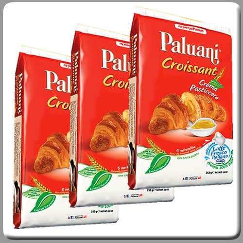 Paluani Croissants Filled with Pastry Cream 6x1.5 Oz Individual Bags (Pack of 3)