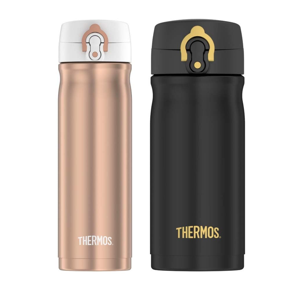 Thermos 16 & 12 Ounce Stainless Steel Direct Drink Double Wall Sport Bottle (Rose Gold/Matte Black) (2 Items)