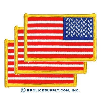 Reverse American Flag Patch with Bright Gold Border 5 PACK
