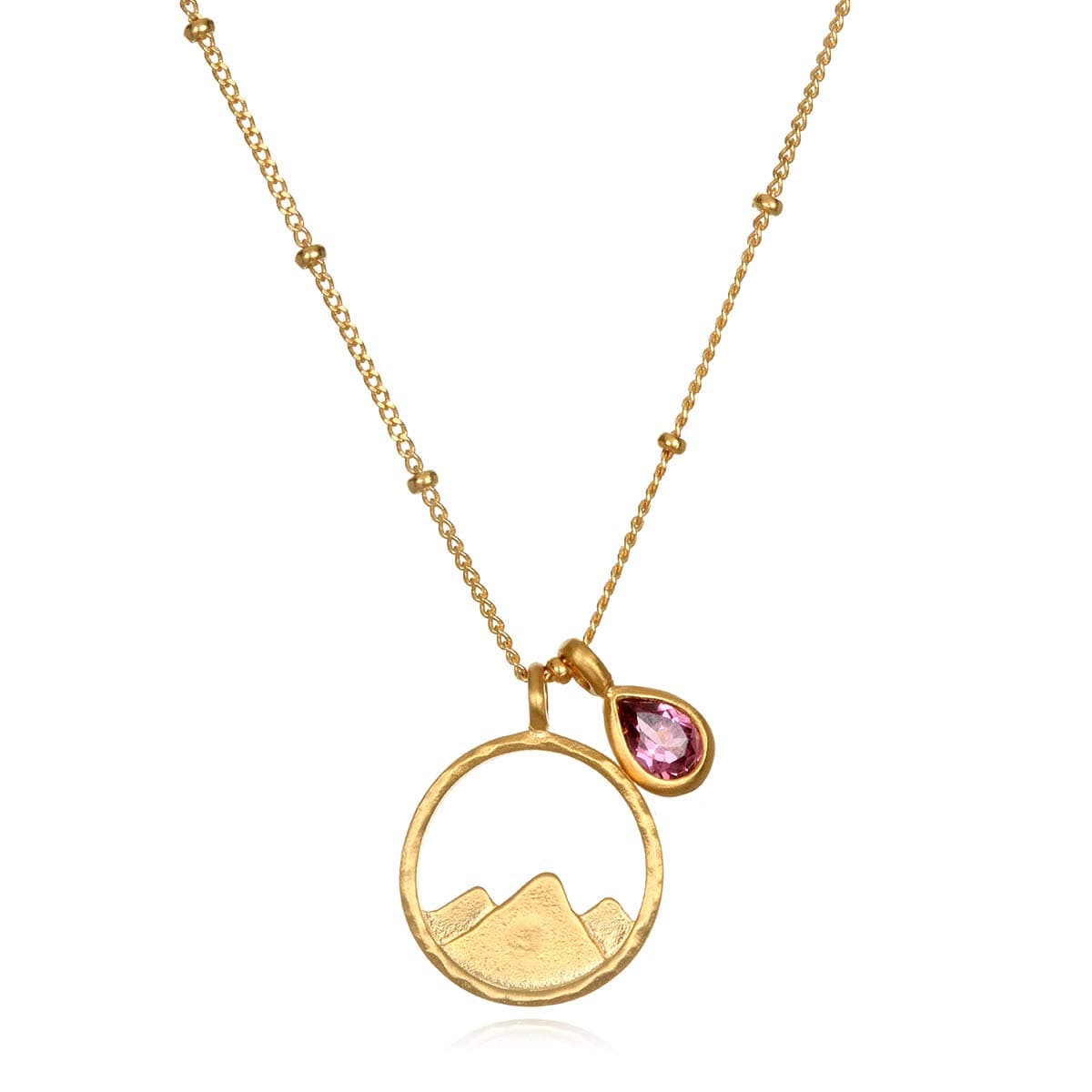 Satya Jewelry Women's Rhodolite Gold Mountain Pendant Necklace 18-Inch, Red, One Size