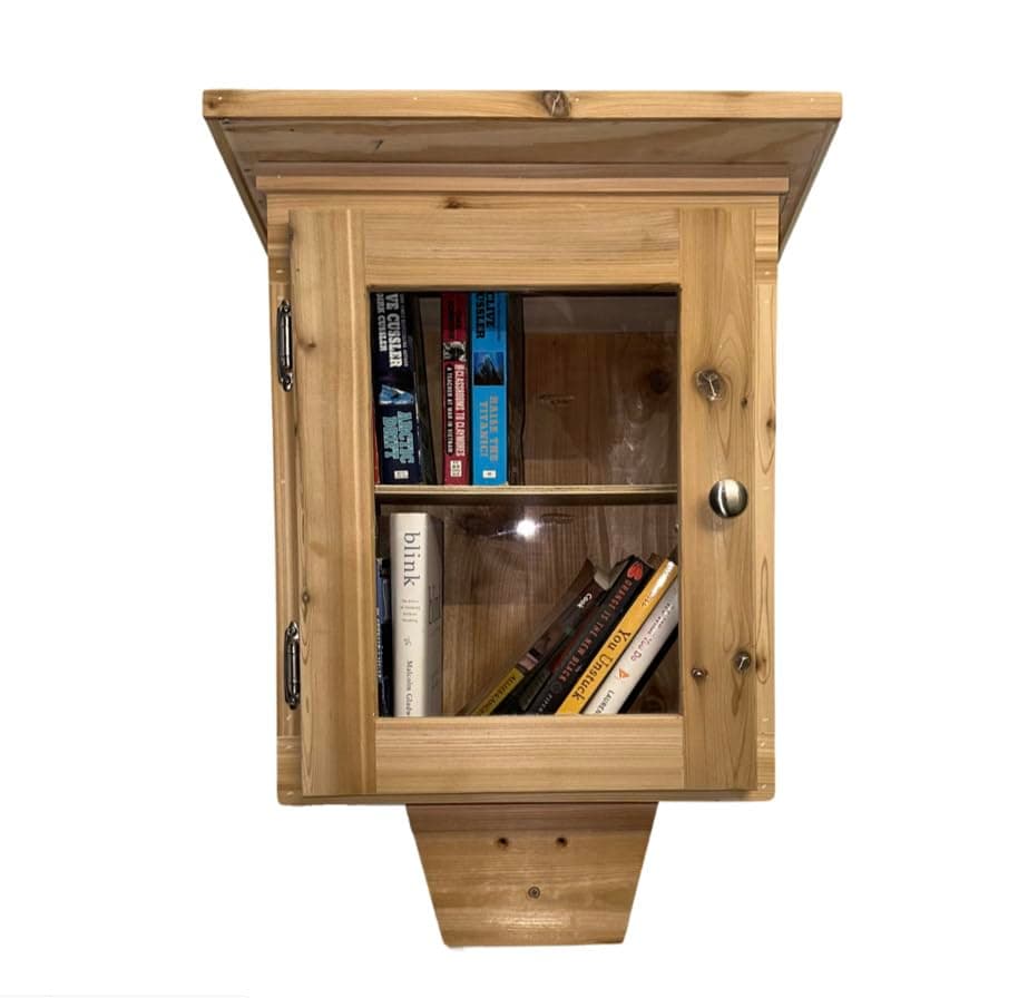 Tiny Library, with shelf, handmade cedar.