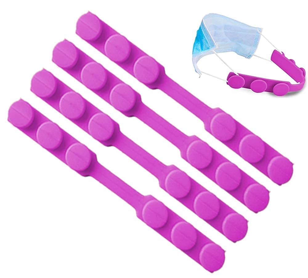 2020 Update Adjustable Anti-Slip Mask Ear Grips Extension Hook,Masks Buckle Strap Extender Silicone Comfortable (Purple)